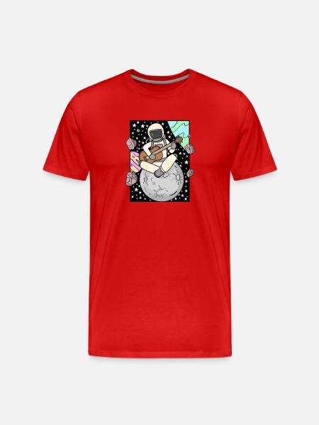 Astronaut plays guitar in space - Men's Premium Organic T-Shirt - red