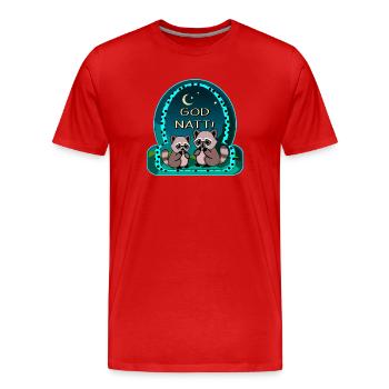 BONNE NUIT - Couple de ratons laveurs - T-shirt bio Premium Homme - rouge - Devant - Damien (186cm)