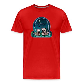 Gute Nacht - Waschbärpaar - Männer Premium Bio T-Shirt - Rot - Vorne - Damien (186cm)