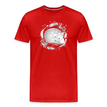 kleiner Polar Fuchs schlafend in Silberfarben - Männer Premium Bio T-Shirt - Rot - Vorne - Damien (186cm)