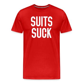 Anzüge saugen - Männer Premium Bio T-Shirt - Rot - Vorne - Damien (186cm)