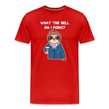 Animal Sloth Relax Jungle Dweller Statement - Men's Premium Organic T-Shirt - red - Front - Damien (186cm)