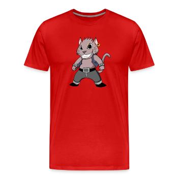Chat cool - T-shirt bio Premium Homme - rouge - Devant - Damien (186cm)