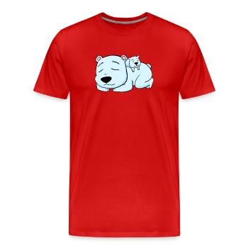 Ours polaire avec bébé Ours polaire - T-shirt bio Premium Homme - rouge - Devant - Damien (186cm)