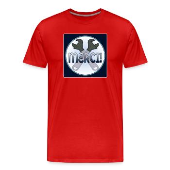 MERCI - outils de pince - ARTISAN - T-shirt bio Premium Homme - rouge - Devant - Damien (186cm)