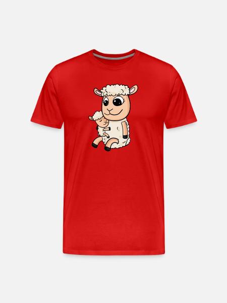Sheep with baby Sheep - Men's Premium Organic T-Shirt - red
