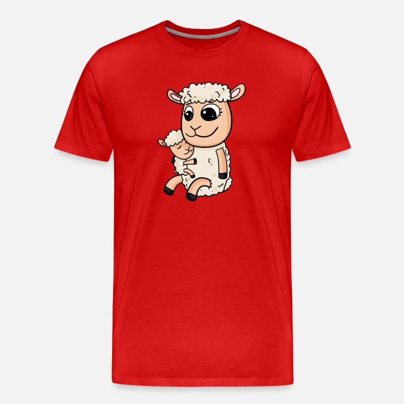 Schaf mit Baby Schaf - Männer Premium Bio T-Shirt - Rot
