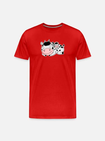 Vache avec bébé vache - T-shirt bio Premium Homme - rouge