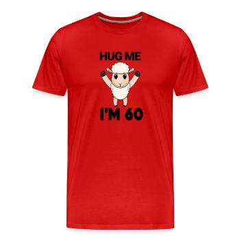 60 ans - 60 ans - câlin - T-shirt bio Premium Homme - rouge - Devant - Damien (186cm)