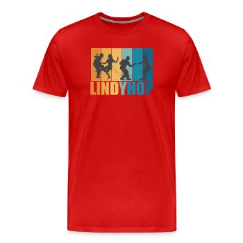 Lindy Hop Vintage Retro Tänzer Lindyhop Geschenk - Männer Premium Bio T-Shirt - Rot - Vorne - Damien (186cm)