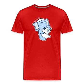 Eléphant Noël Sommeil Sommeil Sommeil Sommeil - T-shirt bio Premium Homme - rouge - Devant - Damien (186cm)