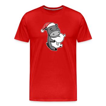 Âne Noël Sommeil Sommeil Sommeil Sommeil - T-shirt bio Premium Homme - rouge - Devant - Damien (186cm)