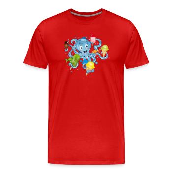 poulpe frais avec beaucoup de crème glacée sous l’eau - T-shirt bio Premium Homme - rouge - Devant - Damien (186cm)