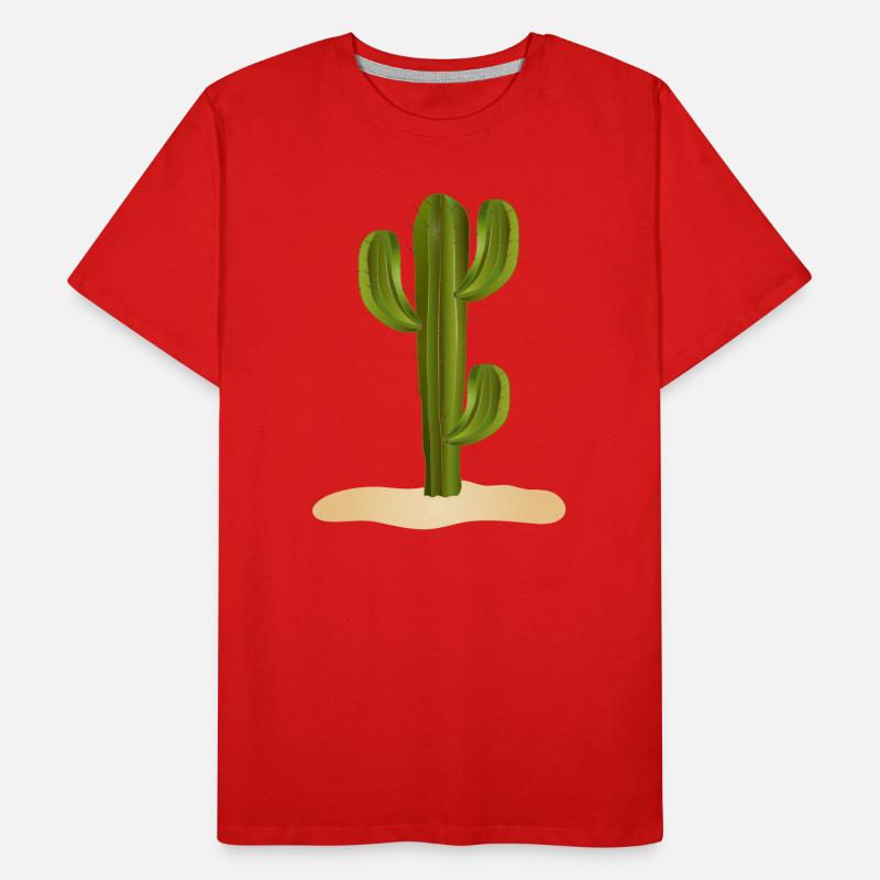 Grand cactus vert dans le désert dans le sable T-shirt bio Premium Homme