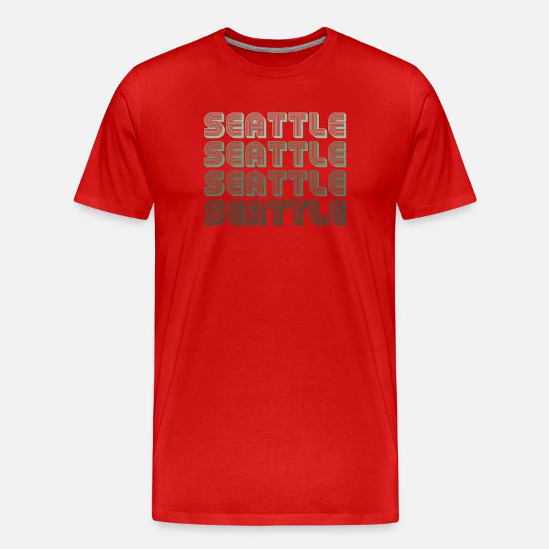 Seattle Retro Blockletters - Männer Premium Bio T-Shirt - Rot