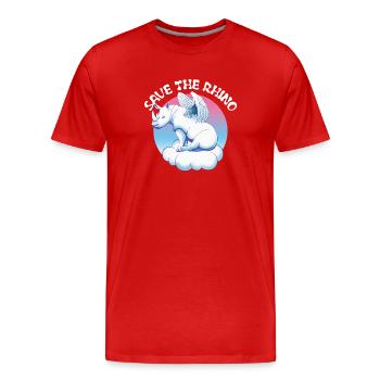 Saving the rhinos| Rhinoceros - Men's Premium Organic T-Shirt - red - Front - Damien (186cm)