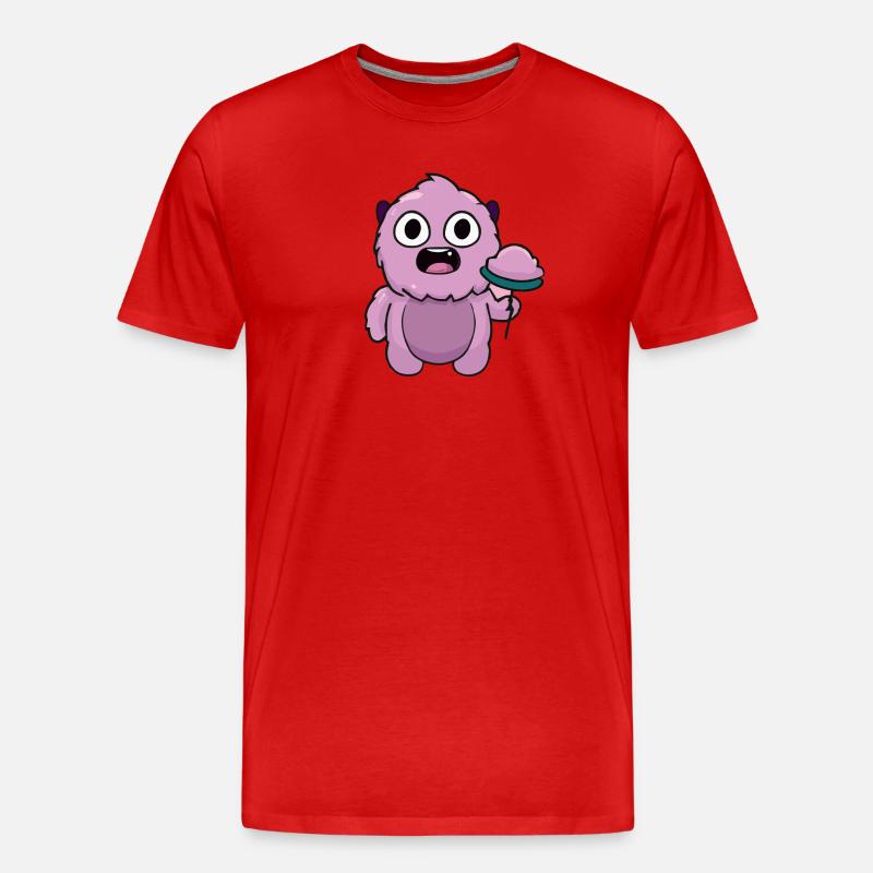 Süßes pinkes Monster | Lustiges Lutscher-Chibi - Männer Premium Bio T-Shirt - Rot