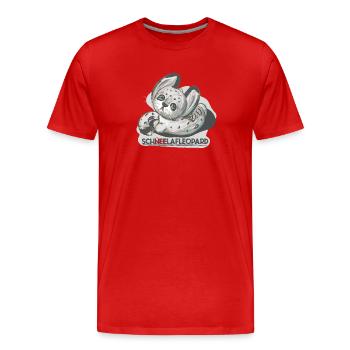 Schlafmütze Krissi, Schneeleopard - Männer Premium Bio T-Shirt - Rot - Vorne - Damien (186cm)