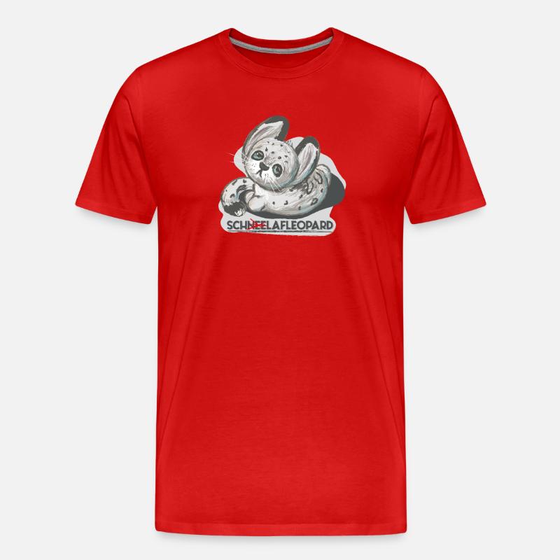 Schlafmütze Krissi, Schneeleopard - Männer Premium Bio T-Shirt - Rot