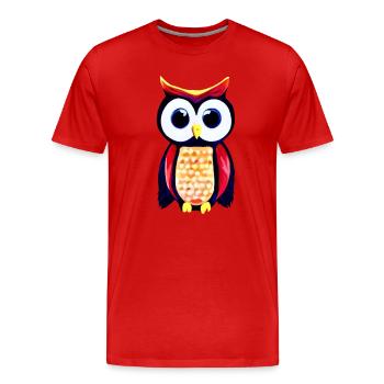 Chouette aux grands yeux curieux - T-shirt bio Premium Homme - rouge - Devant - Damien (186cm)