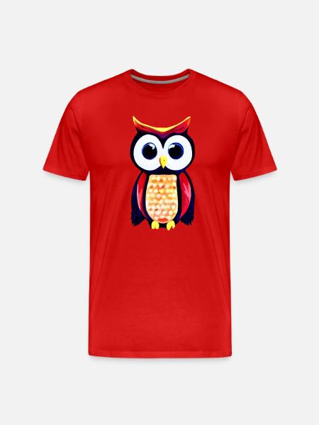 Owl with big curious eyes - Men's Premium Organic T-Shirt - red