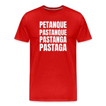 pétanque, pétanque humour, jouer à la pétanque - T-shirt bio Premium Homme - rouge - Devant - Damien (186cm)