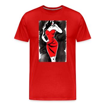 Pin up 2 - Men's Premium Organic T-Shirt - red - Front - Damien (186cm)
