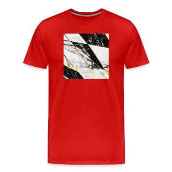 Marmor Schwarz Weiß Gold Mosaik Geometrisch - Männer Premium Bio T-Shirt - Rot - Vorne - Damien (186cm)