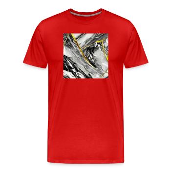 Marmor Schwarz Gold Naturstein - Männer Premium Bio T-Shirt - Rot - Vorne - Damien (186cm)