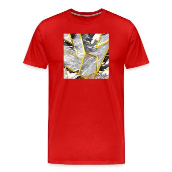 Marmor Schwarz-Weiß Gold Textur - Männer Premium Bio T-Shirt - Rot - Vorne - Damien (186cm)