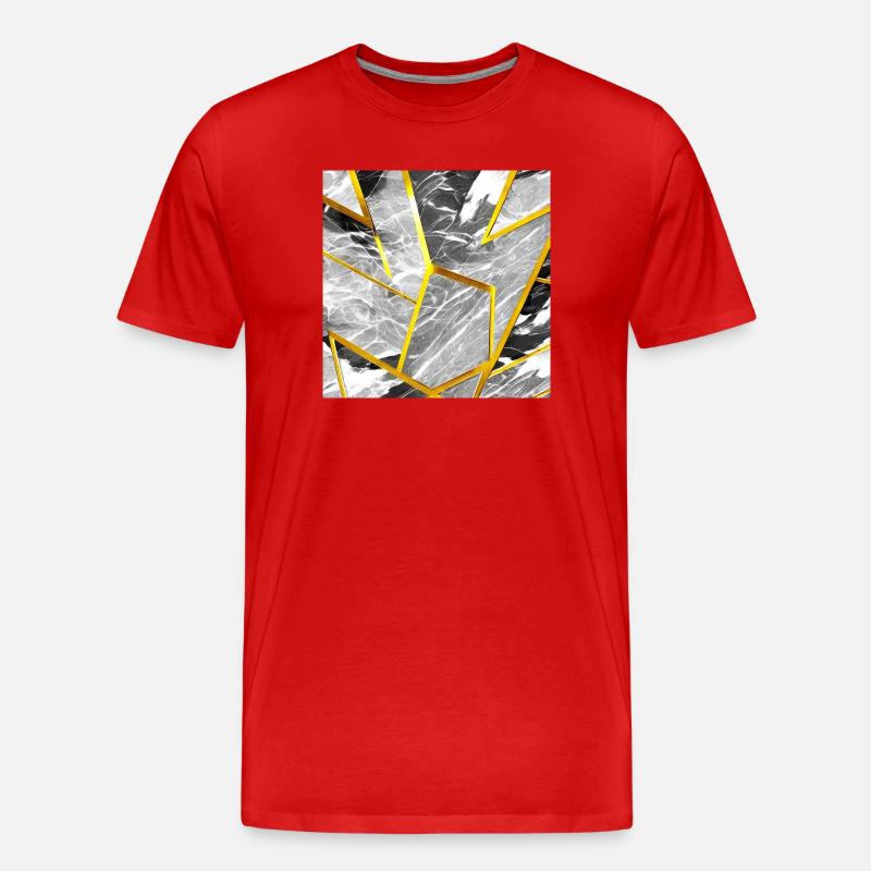 Marmor Schwarz-Weiß Gold Textur - Männer Premium Bio T-Shirt - Rot