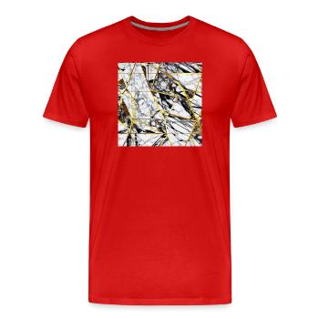 Marmor Schwarz Weiß Gold Textur - Männer Premium Bio T-Shirt - Rot - Vorne - Damien (186cm)