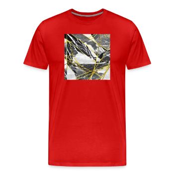 Marmor Schwarz Gold Geometrische Textur - Männer Premium Bio T-Shirt - Rot - Vorne - Damien (186cm)