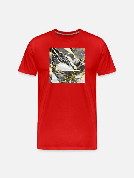 Marble Black Gold Geometric texture - Men's Premium Organic T-Shirt - red