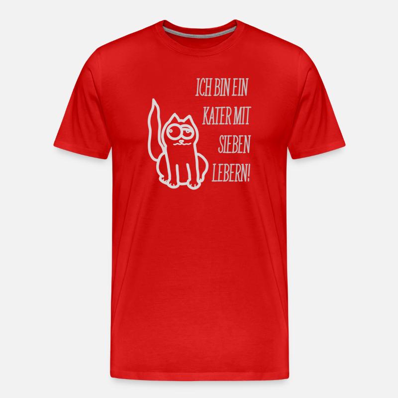 Kater mit 7 Lebern - Männer Premium Bio T-Shirt - Rot