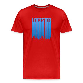 Leicester Skyline Blue Gradient - Men's Premium Organic T-Shirt - red - Front - Damien (186cm)