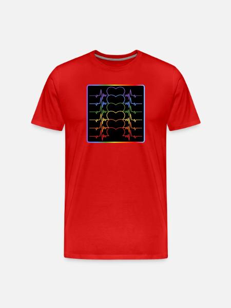 LGBTQIA FLAG - HEARTBEAT PRIDE - Men's Premium Organic T-Shirt - red