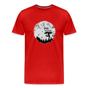 Dans la zone neige - Ski Sports d’hiver - T-shirt bio Premium Homme - rouge - Devant - Damien (186cm)