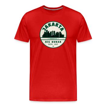 Jakarta Skyline Vintage Abzeichen - Männer Premium Bio T-Shirt - Rot - Vorne - Damien (186cm)