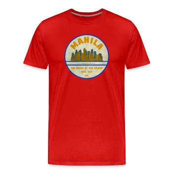 Manila Skyline – Perle des Orients - Männer Premium Bio T-Shirt - Rot - Vorne - Damien (186cm)