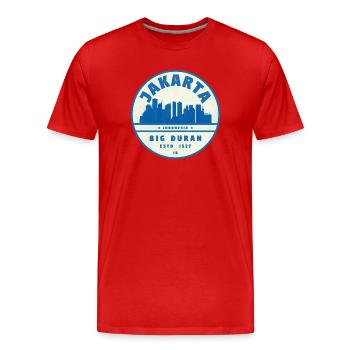 Jakarta Skyline Rundlogo Blau Weiß - Männer Premium Bio T-Shirt - Rot - Vorne - Damien (186cm)