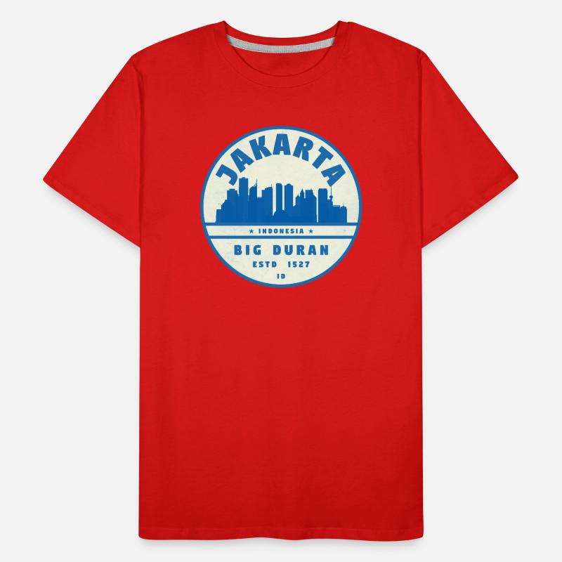 Logo du circuit de la ligne d’horizon de Jakarta Bleu Blanc T-shirt bio Premium Homme