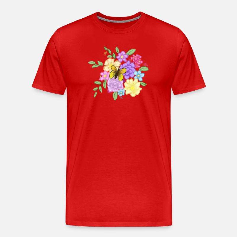 Blumenstrauß - Männer Premium Bio T-Shirt - Rot