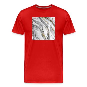Marmor Naturstein Weiß Gold Textur - Männer Premium Bio T-Shirt - Rot - Vorne - Damien (186cm)