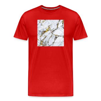 Marmor Weiß Gold Textur - Männer Premium Bio T-Shirt - Rot - Vorne - Damien (186cm)