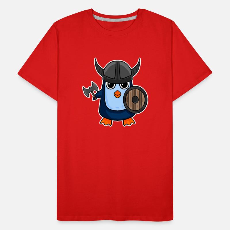 Wikinger Pinguin Motiv Männer Premium Bio T-Shirt