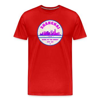 Badge Skyline de Shanghai en Chine - T-shirt bio Premium Homme - rouge - Devant - Damien (186cm)