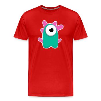 Niedlicher türkisfarbener Zyklop | Lustiges pinkes Monster - Männer Premium Bio T-Shirt - Rot - Vorne - Damien (186cm)