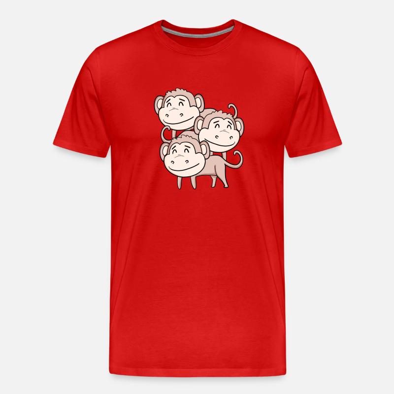 Niedliche Affen - Affe - Männer Premium Bio T-Shirt - Rot