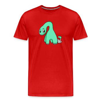 Dinosaurier mit Baby Dinosaurier - Männer Premium Bio T-Shirt - Rot - Vorne - Damien (186cm)